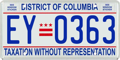 DC license plate EY0363