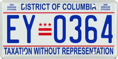 DC license plate EY0364