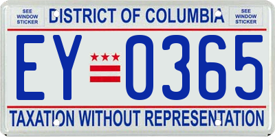 DC license plate EY0365