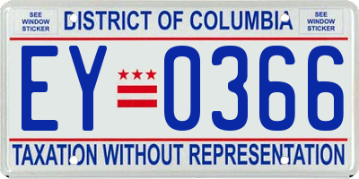 DC license plate EY0366