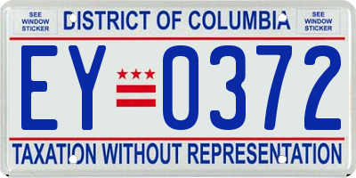 DC license plate EY0372