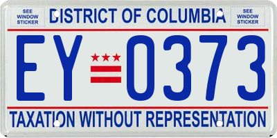 DC license plate EY0373