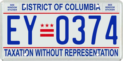 DC license plate EY0374