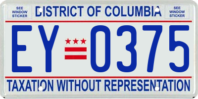 DC license plate EY0375