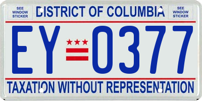 DC license plate EY0377