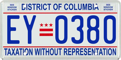 DC license plate EY0380