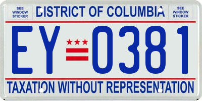 DC license plate EY0381