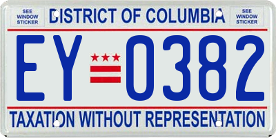 DC license plate EY0382