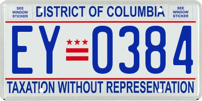 DC license plate EY0384