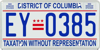 DC license plate EY0385