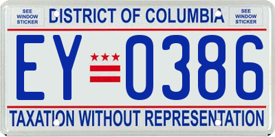 DC license plate EY0386