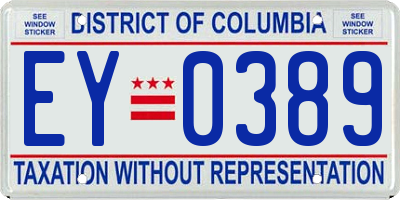 DC license plate EY0389