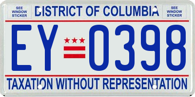 DC license plate EY0398