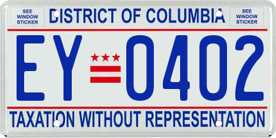 DC license plate EY0402