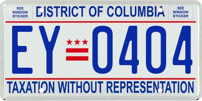 DC license plate EY0404