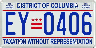 DC license plate EY0406