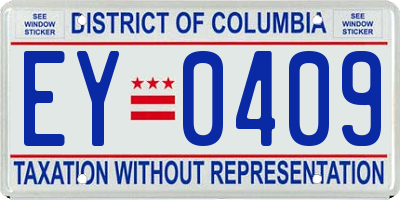 DC license plate EY0409