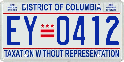 DC license plate EY0412