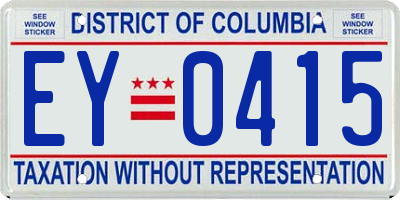 DC license plate EY0415