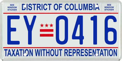 DC license plate EY0416