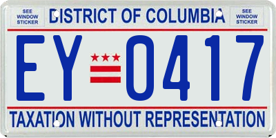 DC license plate EY0417