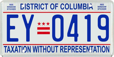 DC license plate EY0419