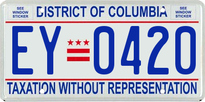 DC license plate EY0420