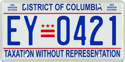 DC license plate EY0421