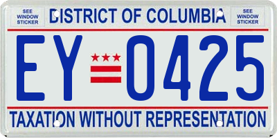 DC license plate EY0425