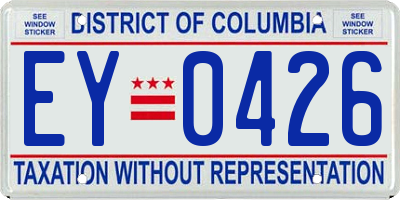 DC license plate EY0426