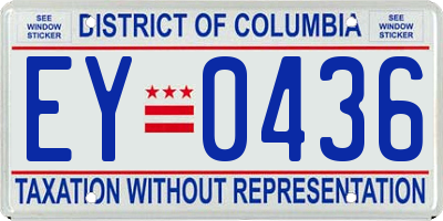 DC license plate EY0436