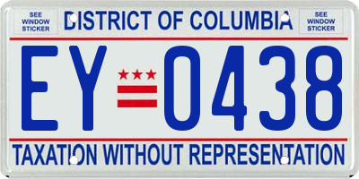 DC license plate EY0438