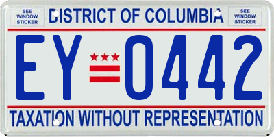 DC license plate EY0442