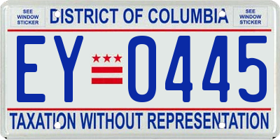 DC license plate EY0445