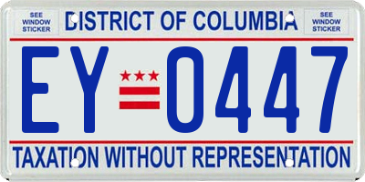 DC license plate EY0447