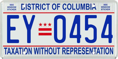 DC license plate EY0454