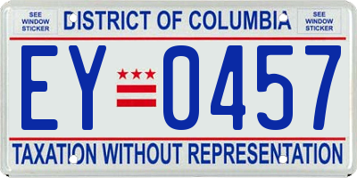 DC license plate EY0457