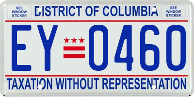 DC license plate EY0460