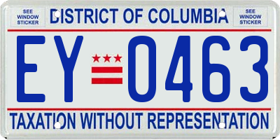 DC license plate EY0463