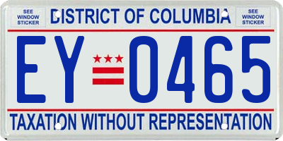 DC license plate EY0465