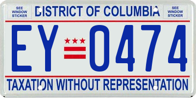 DC license plate EY0474