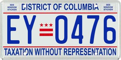 DC license plate EY0476