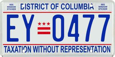 DC license plate EY0477