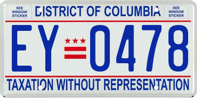 DC license plate EY0478