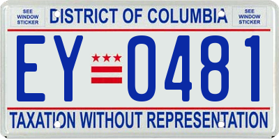 DC license plate EY0481