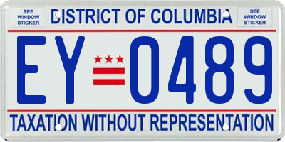 DC license plate EY0489