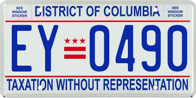 DC license plate EY0490