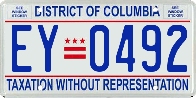 DC license plate EY0492