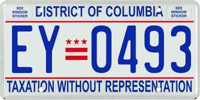 DC license plate EY0493