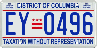 DC license plate EY0496